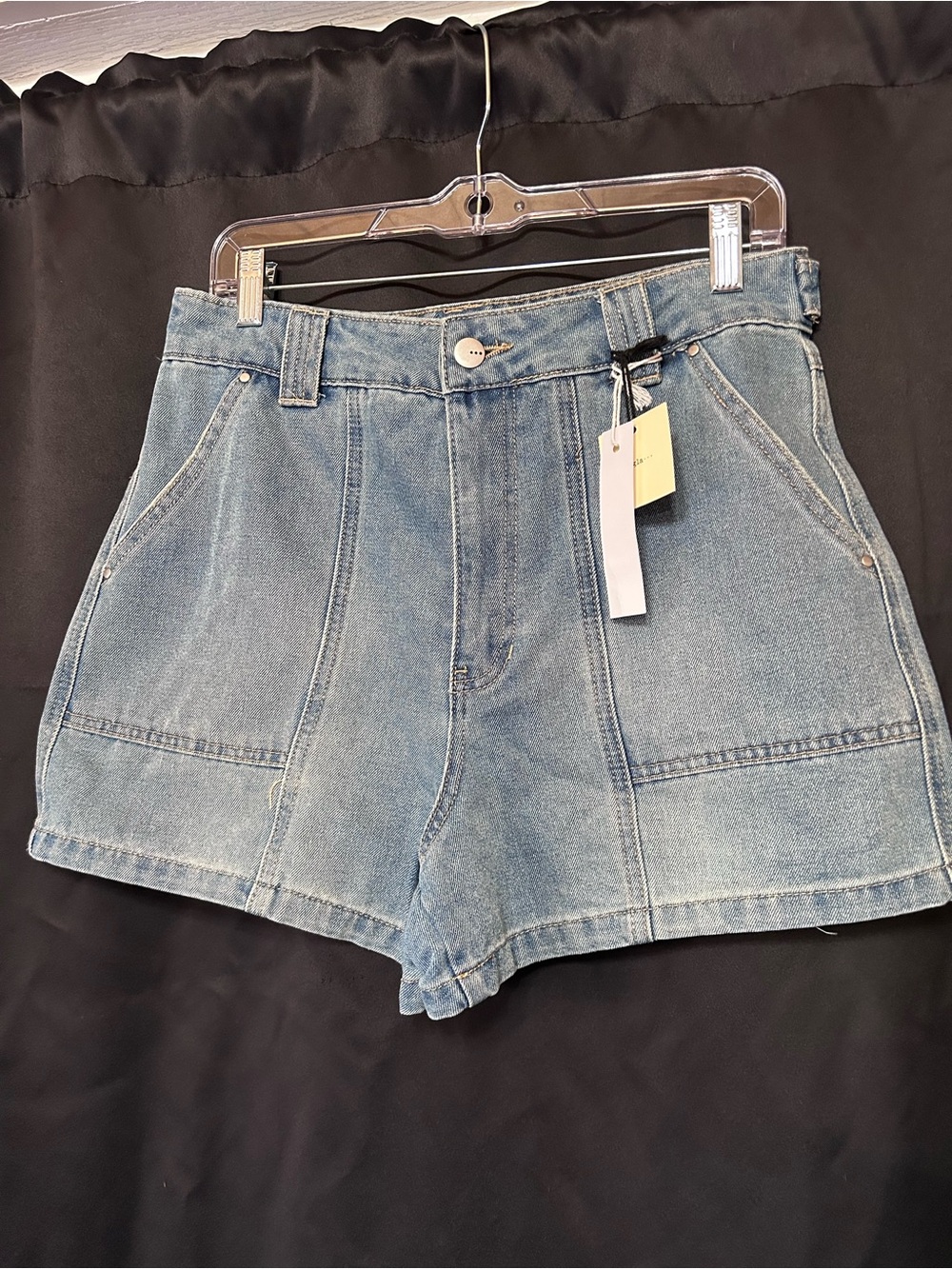 High-Rise Light Blue Denim Women's Shorts